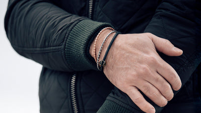 twisted bangle and simple leather braclets with beads